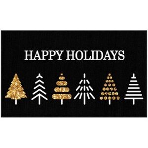 Happy Holidays Black and Gold Holiday Mat, 24"× 40"